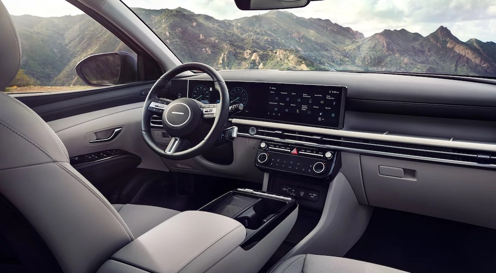 The white interior of a 2026 Hyundai Tucson.