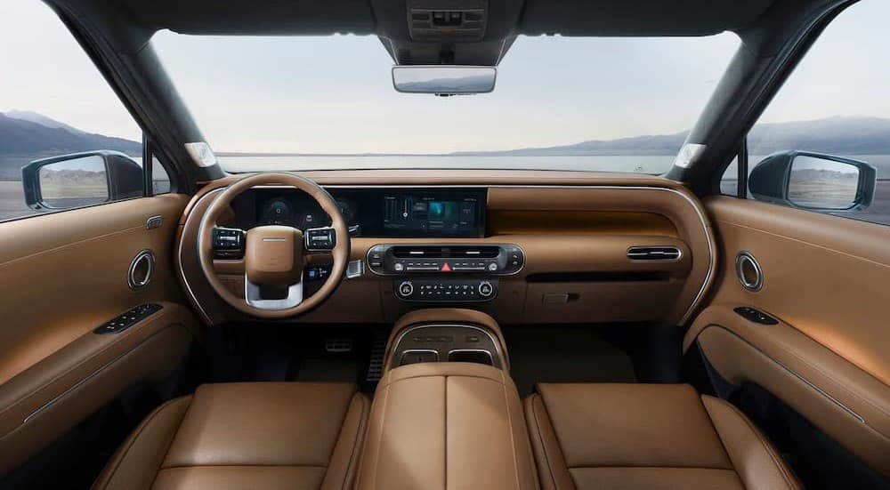 Tan interior and dash in a 2026 Hyundai Palisade.