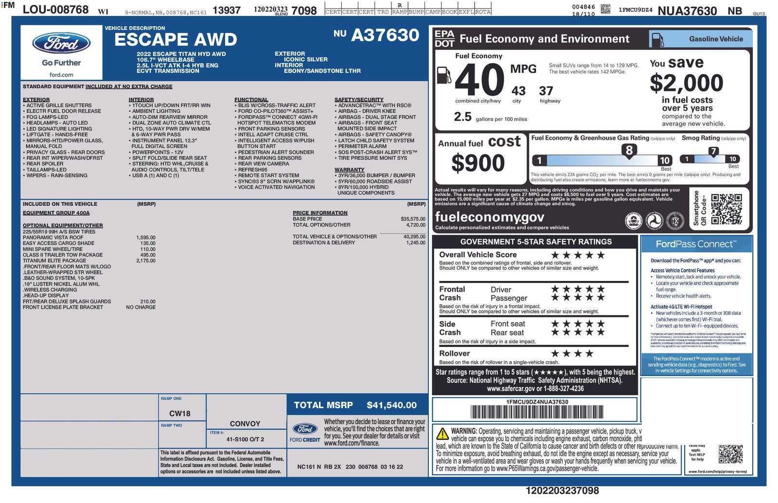 2022 Ford Escape Hybrid Titanium