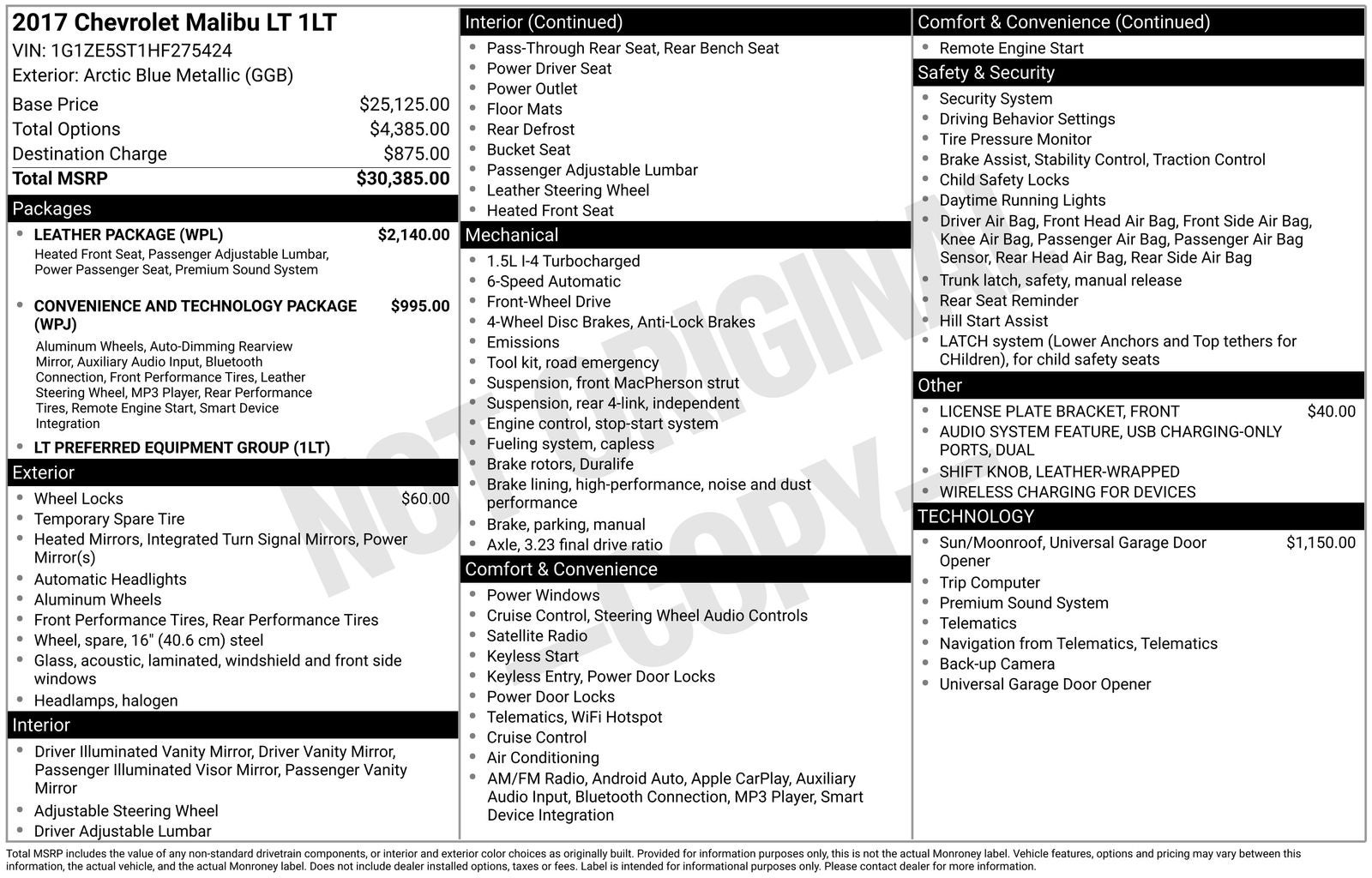 2017 Chevrolet Malibu LT 1LT