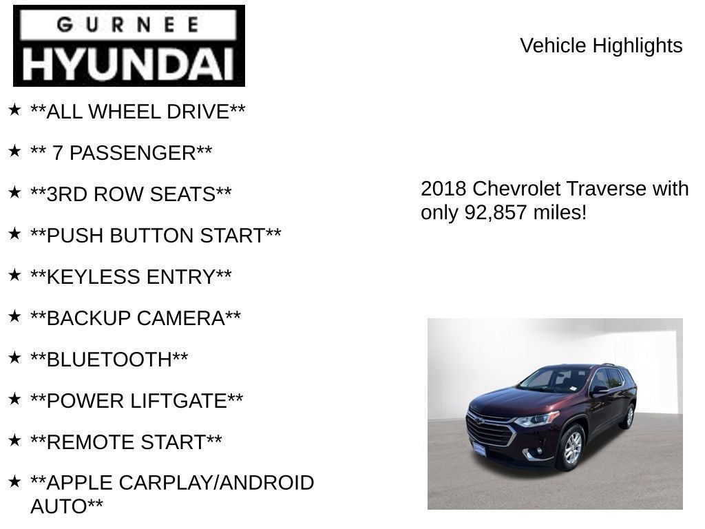 2018 Chevrolet Traverse LT Cloth w/1LT