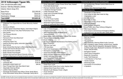 2018 Volkswagen Tiguan 2.0T SEL 4Motion