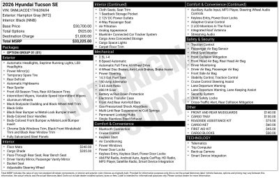 2026 Hyundai TUCSON SE