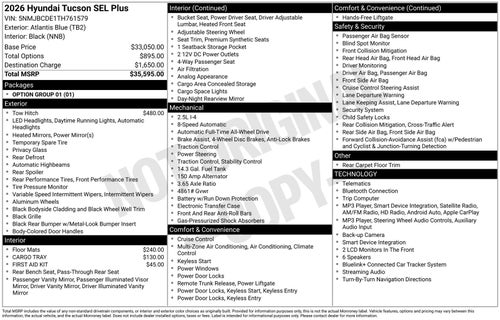 2026 Hyundai TUCSON SEL Plus