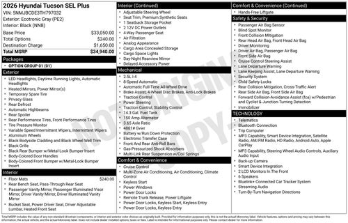 2026 Hyundai TUCSON SEL Plus