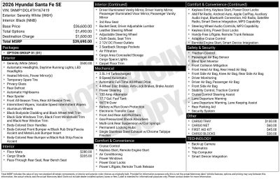 2026 Hyundai SANTA FE SE