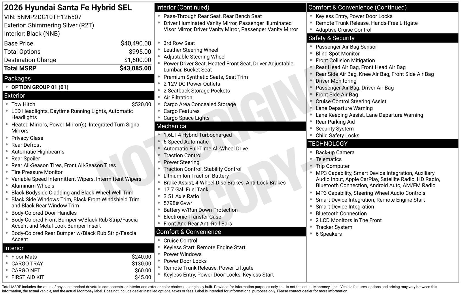 2026 Hyundai SANTA FE HYBRID SEL