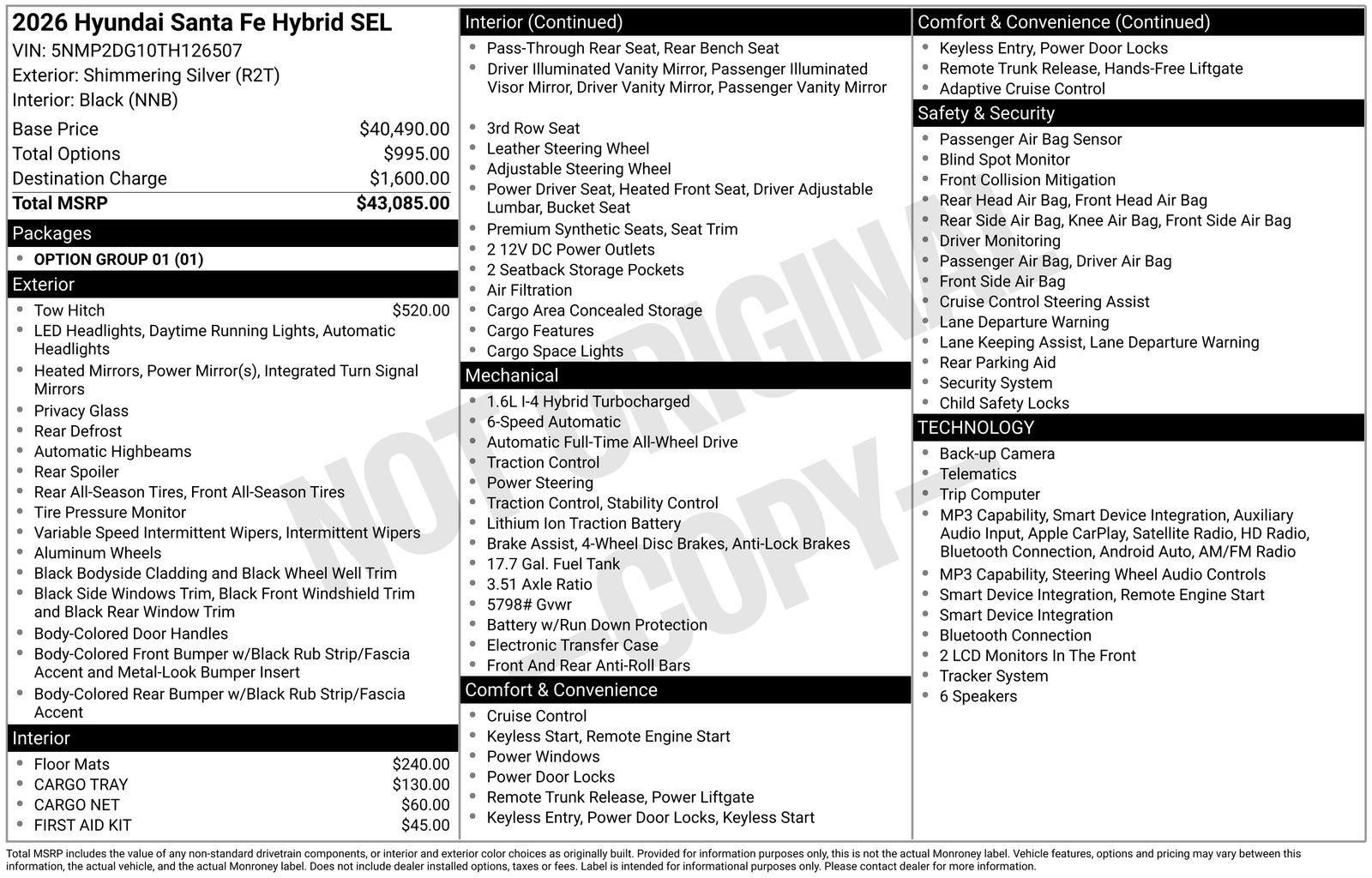 2026 Hyundai SANTA FE HYBRID SEL