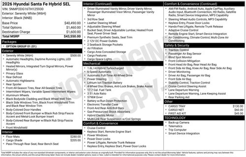 2026 Hyundai SANTA FE HYBRID SEL