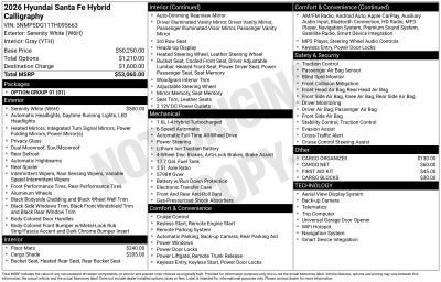 2026 Hyundai SANTA FE HYBRID Calligraphy