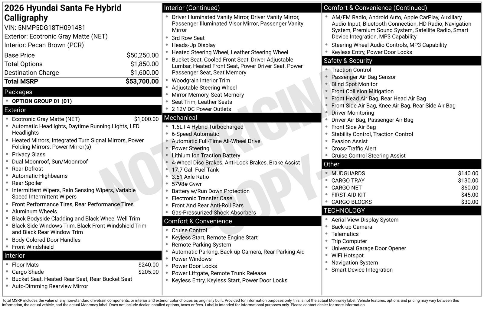 2026 Hyundai SANTA FE HYBRID Calligraphy