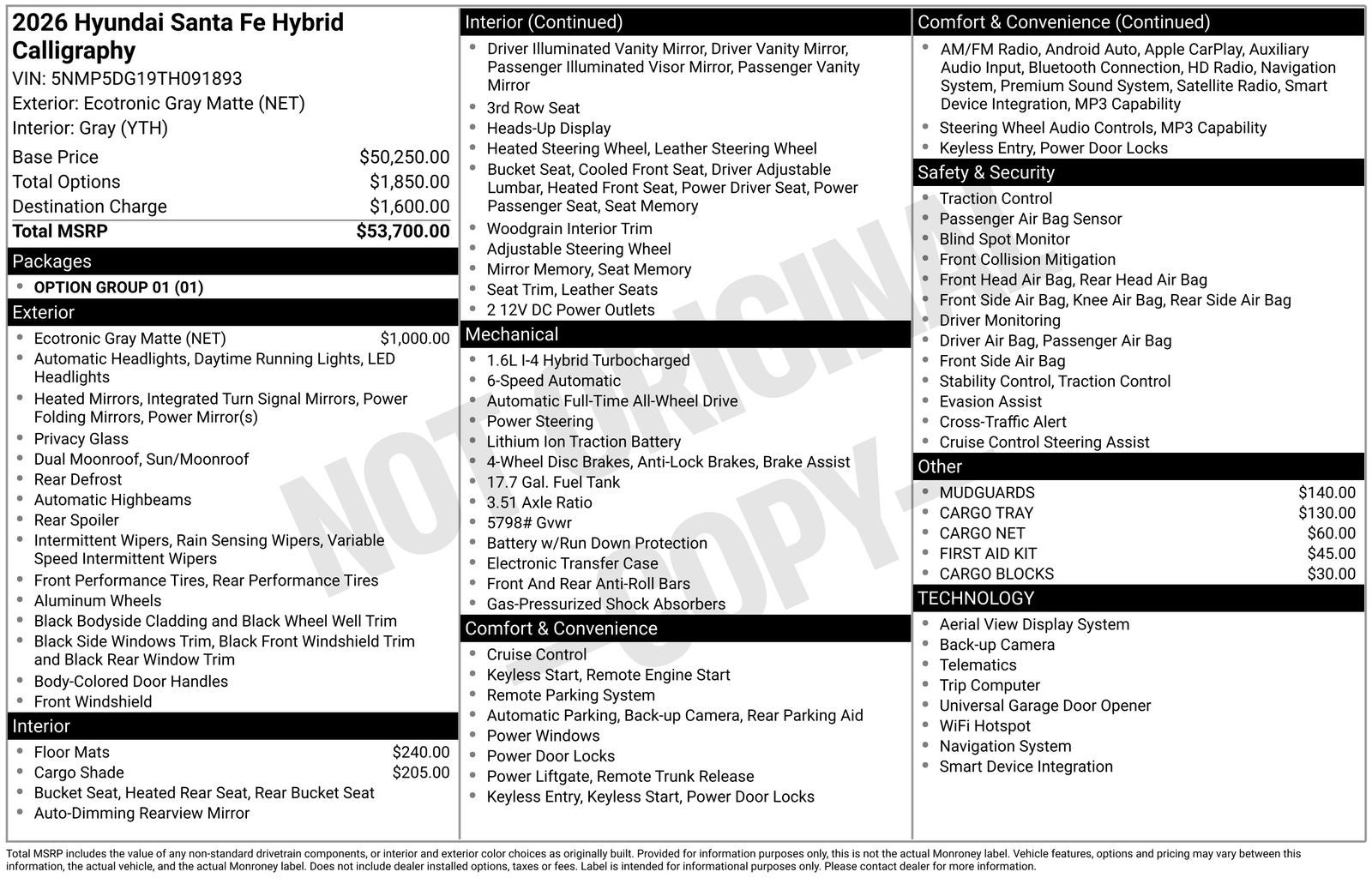 2026 Hyundai SANTA FE HYBRID Calligraphy