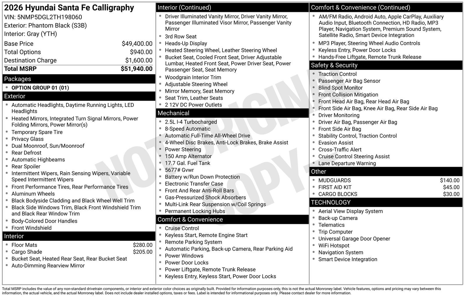 2026 Hyundai SANTA FE Calligraphy