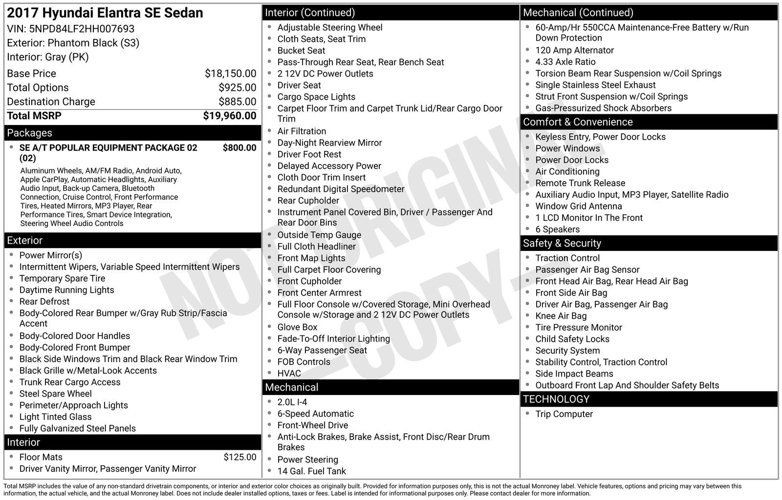 2017 Hyundai ELANTRA SE