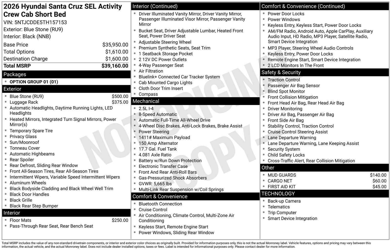 2026 Hyundai SANTA CRUZ SEL Activity Package