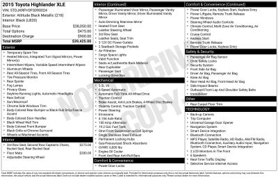 2015 Toyota Highlander XLE V6