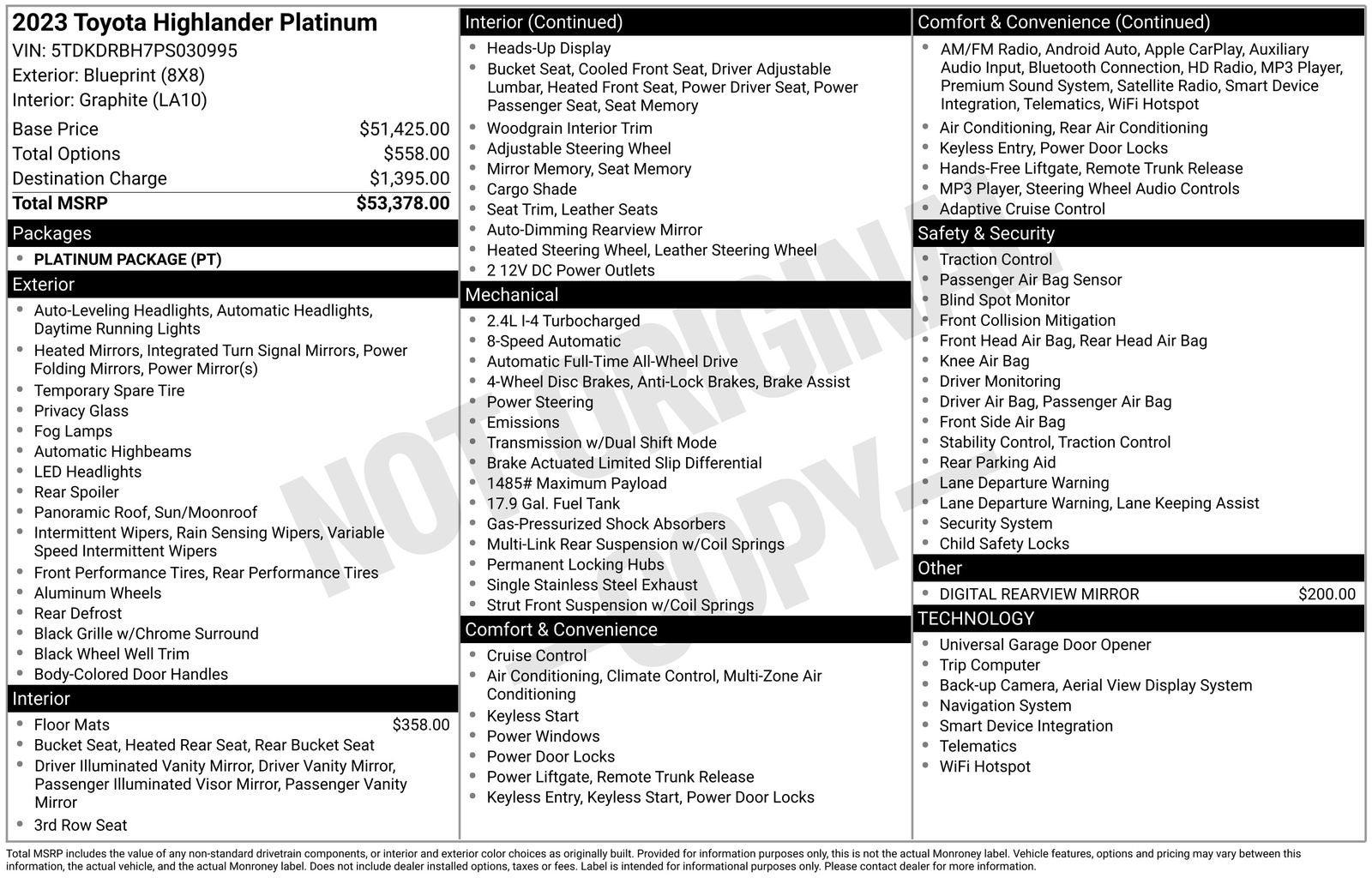2023 Toyota Highlander Platinum