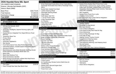 2026 Hyundai KONA SEL Sport