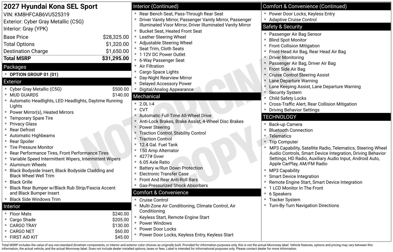 2027 Hyundai KONA SEL Sport
