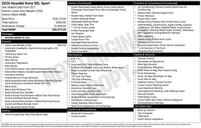 2026 Hyundai KONA SEL Sport