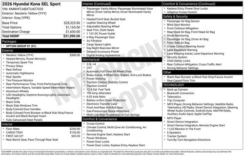 2026 Hyundai KONA SEL Sport
