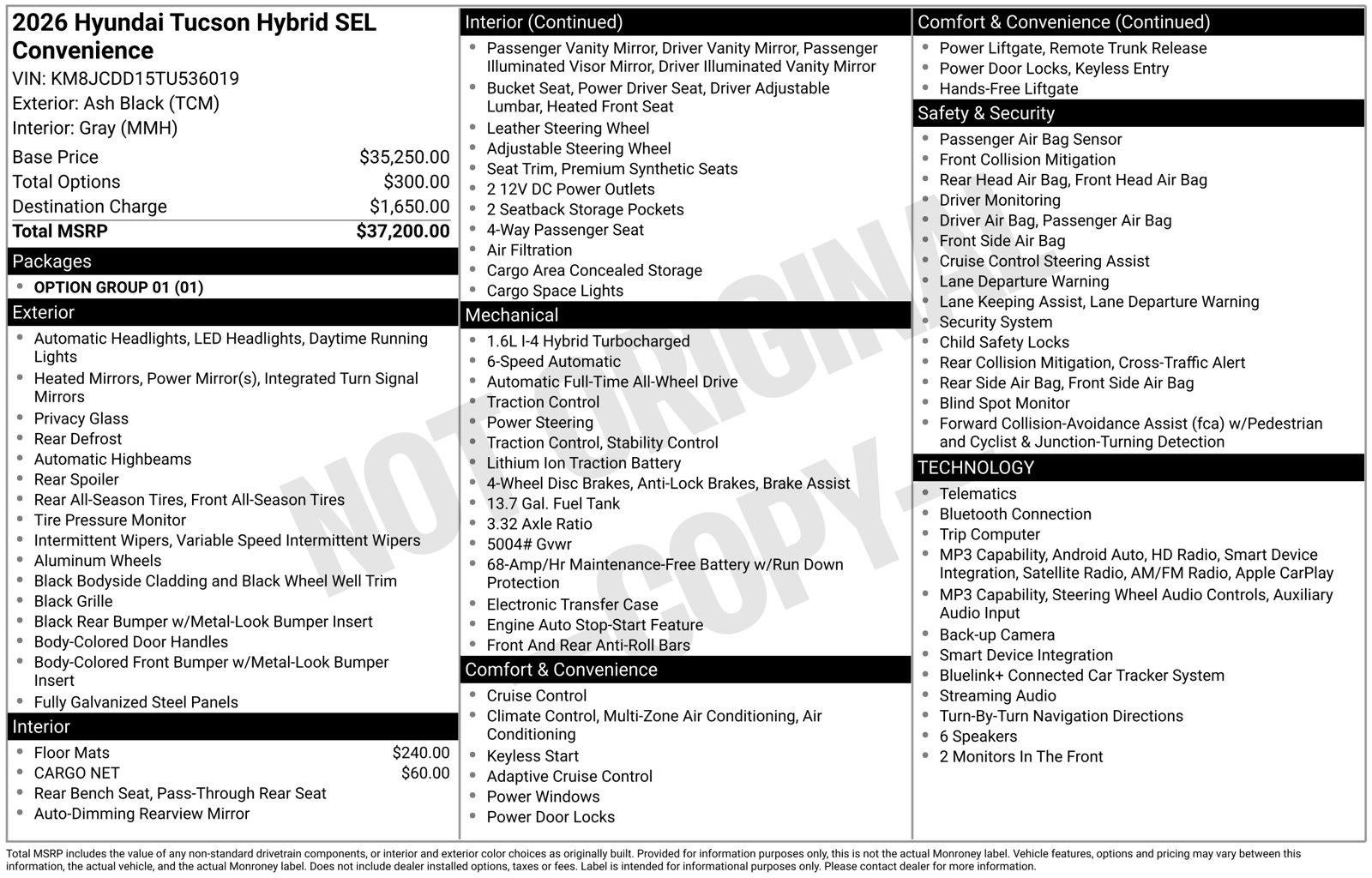 2026 Hyundai TUCSON HYBRID SEL Convenience