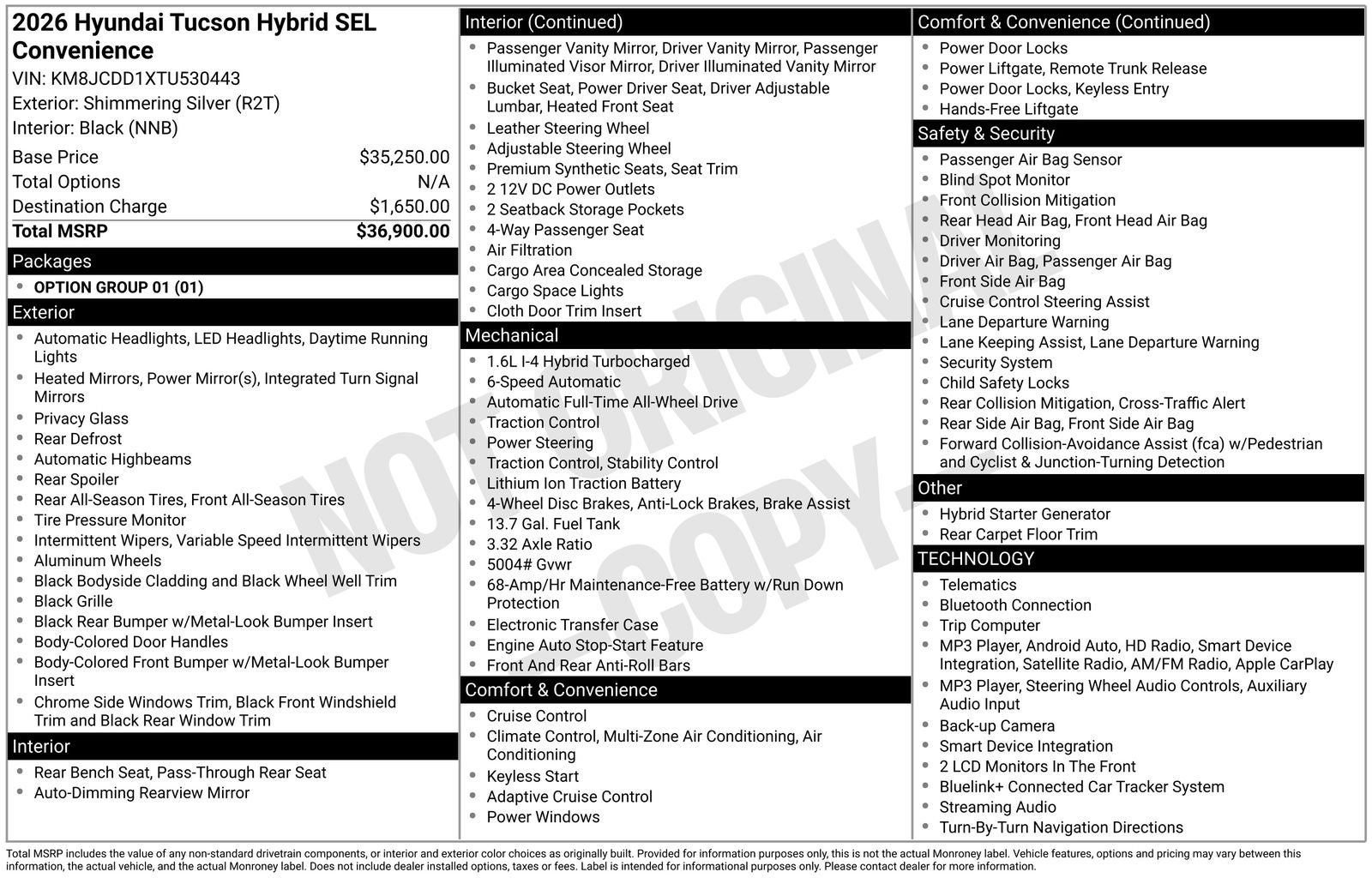 2026 Hyundai TUCSON HYBRID SEL Convenience