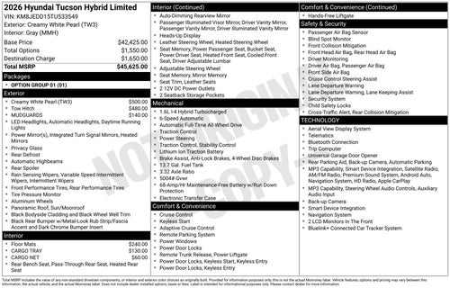 2026 Hyundai TUCSON HYBRID Limited