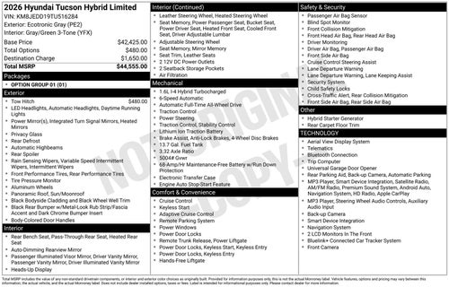 2026 Hyundai TUCSON HYBRID Limited