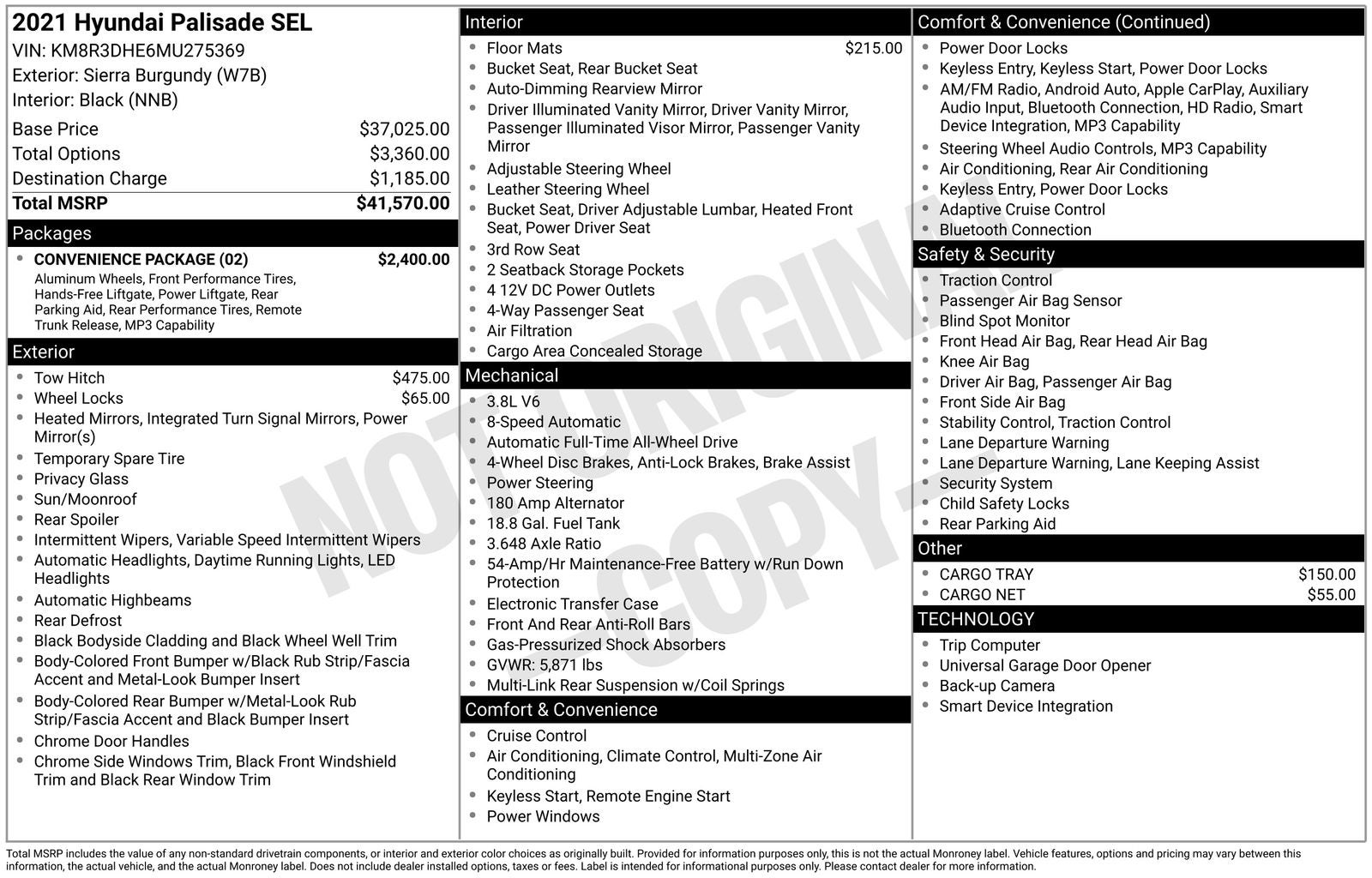 2021 Hyundai PALISADE SEL Convenience