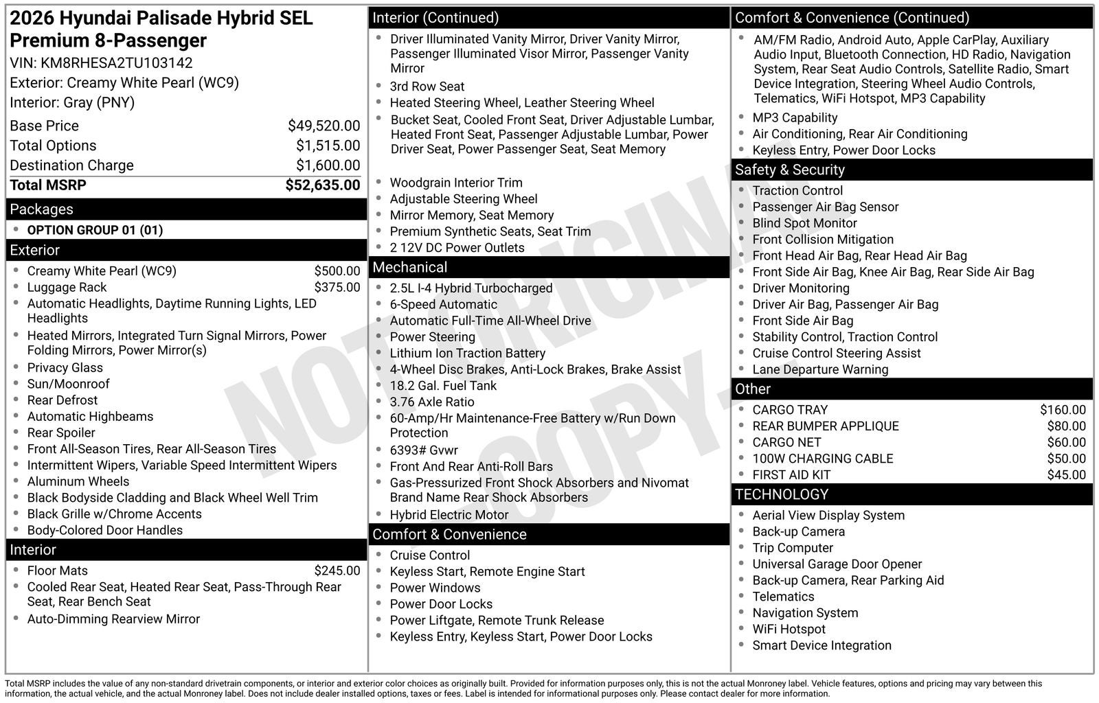 2026 Hyundai PALISADE HYBRID SEL Premium 8 Passenger