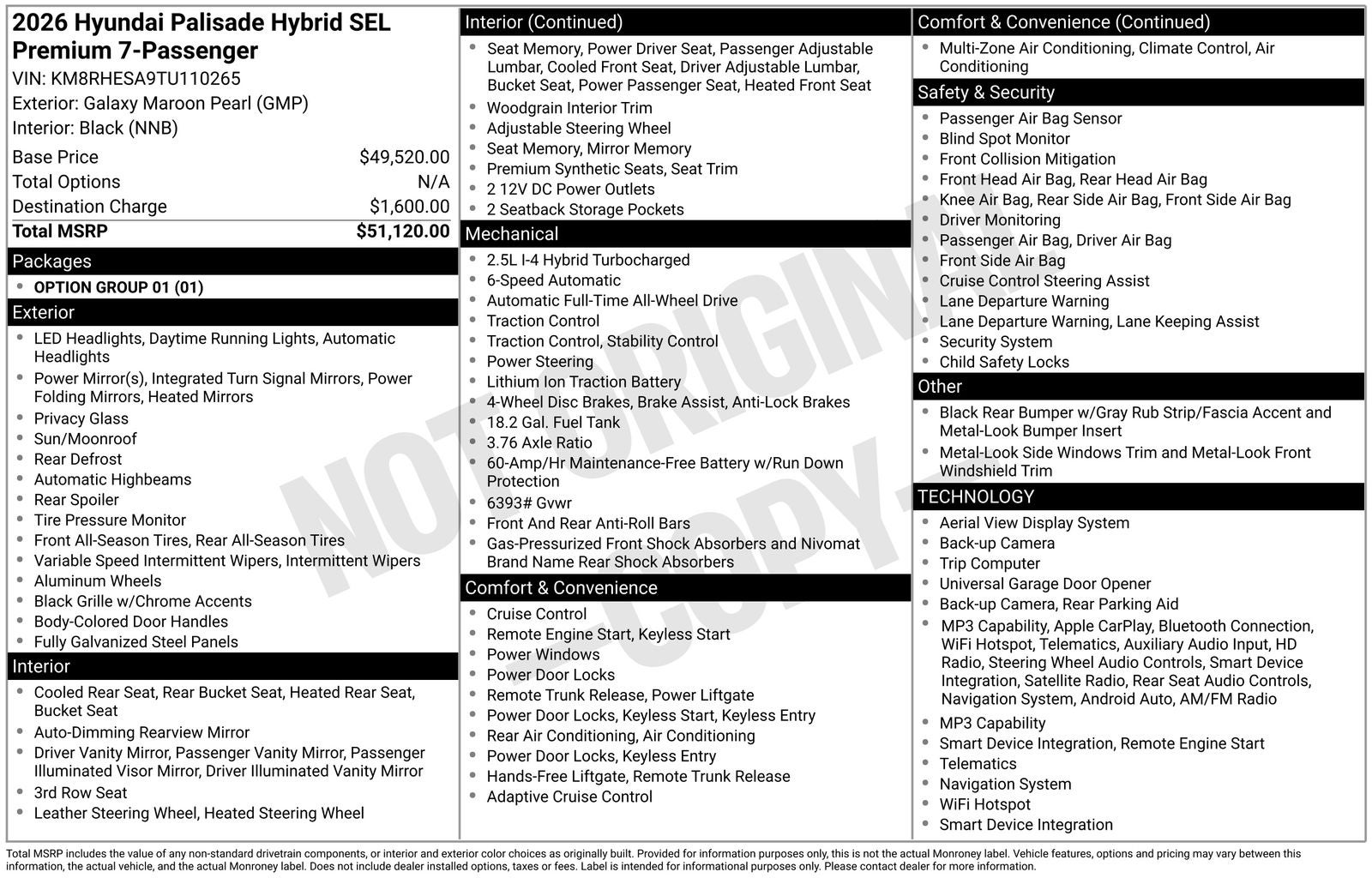 2026 Hyundai PALISADE HYBRID SEL Premium 7 Passenger