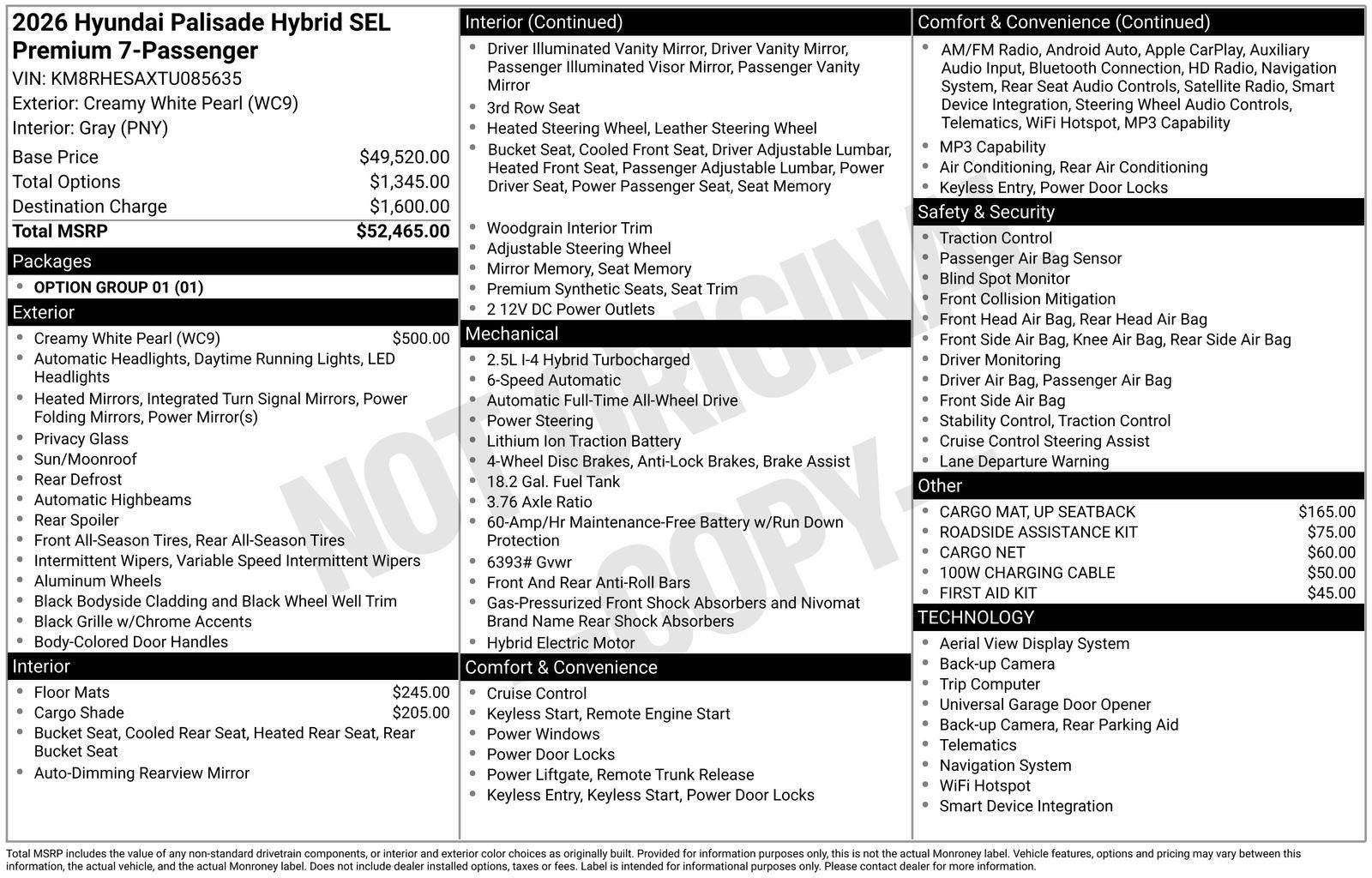 2026 Hyundai PALISADE HYBRID SEL Premium 7 Passenger