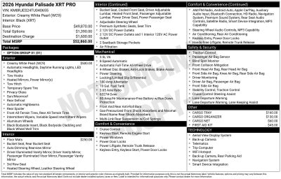 2026 Hyundai PALISADE XRT Pro