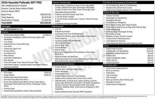 2026 Hyundai PALISADE XRT Pro