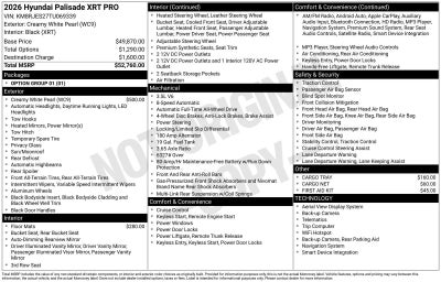 2026 Hyundai PALISADE XRT Pro