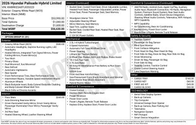 2026 Hyundai PALISADE HYBRID Limited