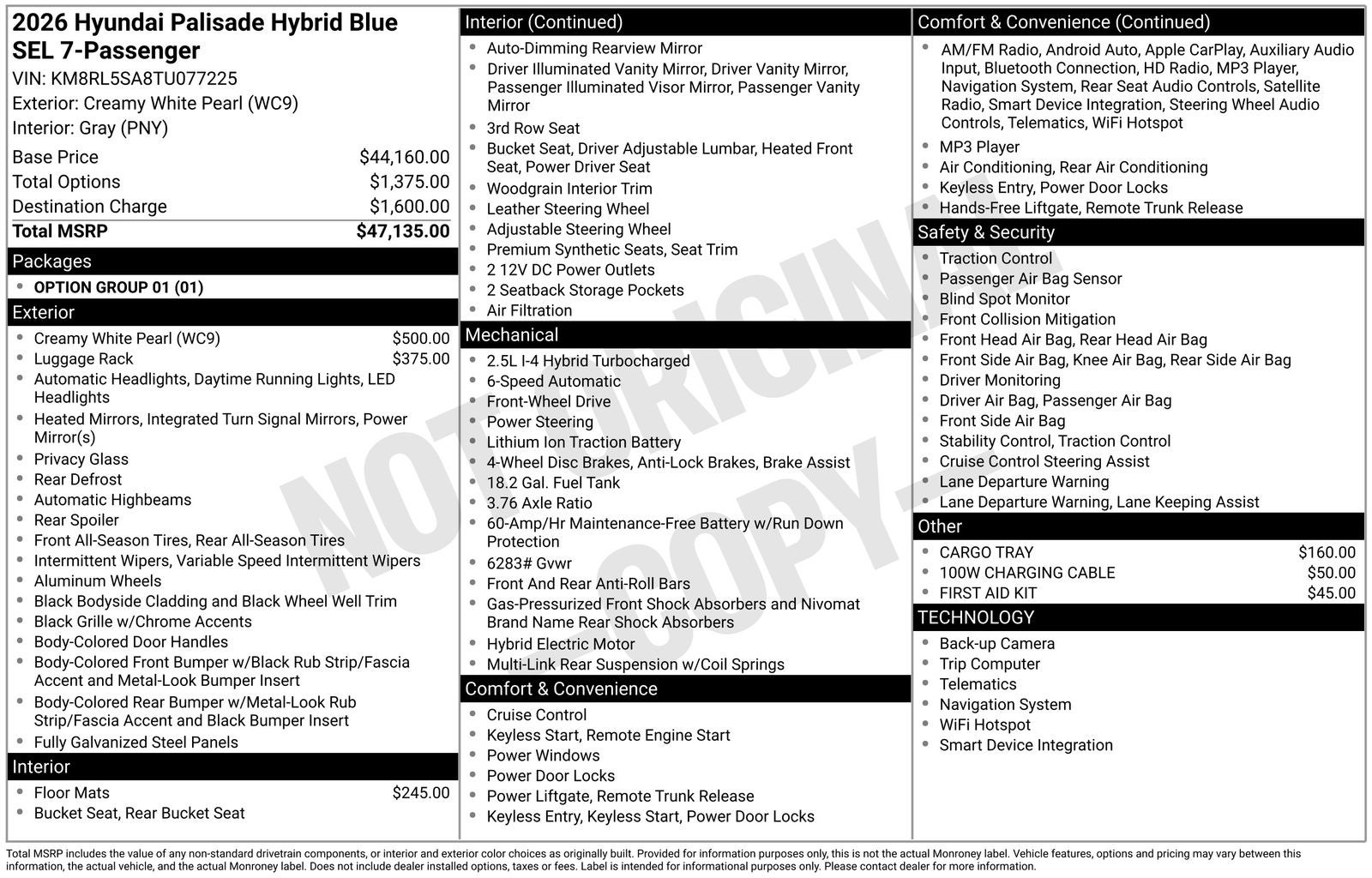 2026 Hyundai PALISADE HYBRID Blue SEL 7 Passenger