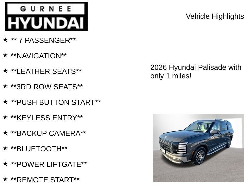 2026 Hyundai PALISADE SEL 7 Passenger