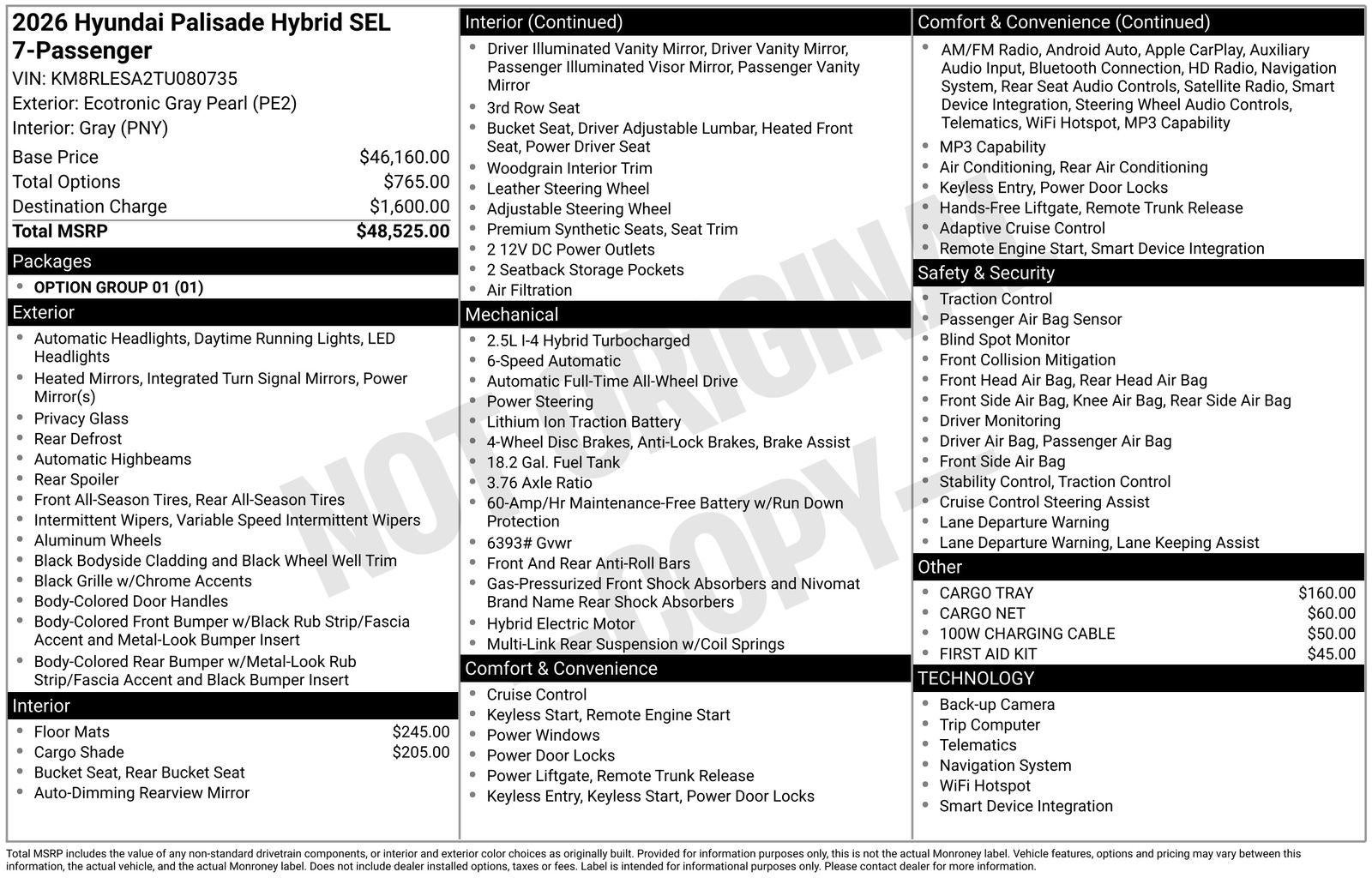 2026 Hyundai PALISADE HYBRID SEL 7 Passenger