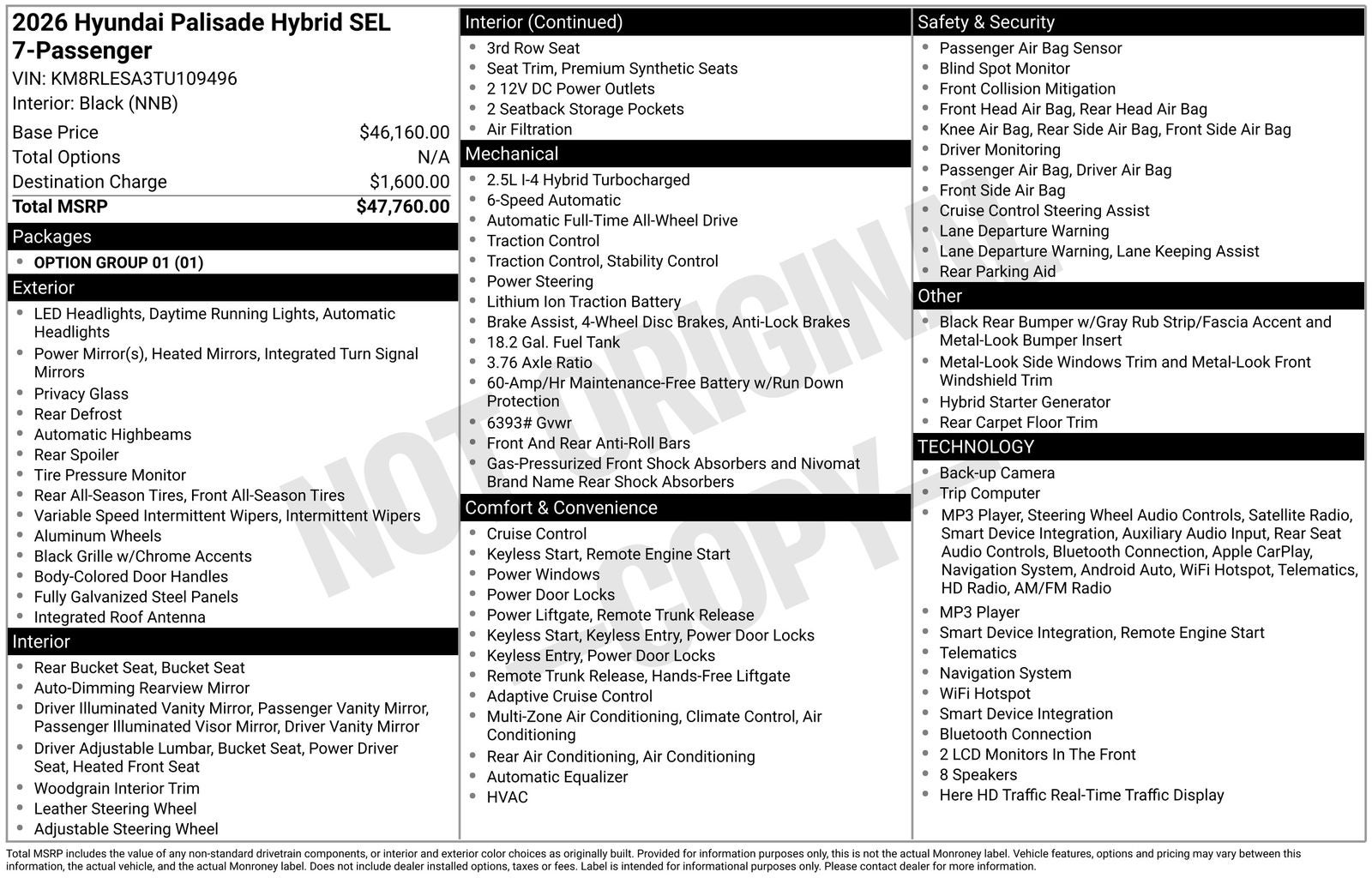 2026 Hyundai PALISADE HYBRID SEL 7 Passenger
