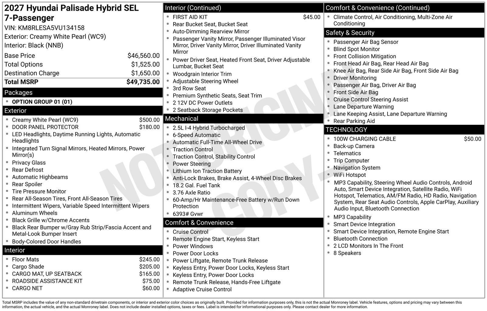 2027 Hyundai PALISADE HYBRID SEL 7 Passenger