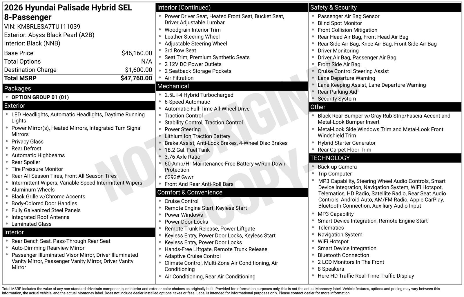 2026 Hyundai PALISADE HYBRID SEL 8 Passenger