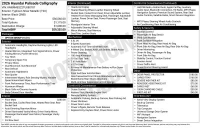 2026 Hyundai PALISADE Calligraphy