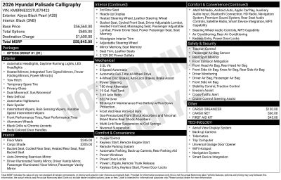 2026 Hyundai PALISADE Calligraphy