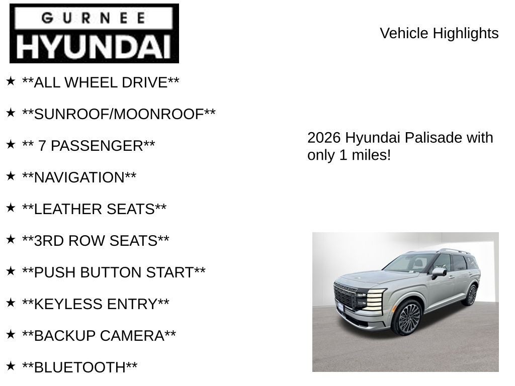 2026 Hyundai PALISADE Calligraphy