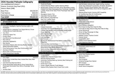 2026 Hyundai PALISADE Calligraphy