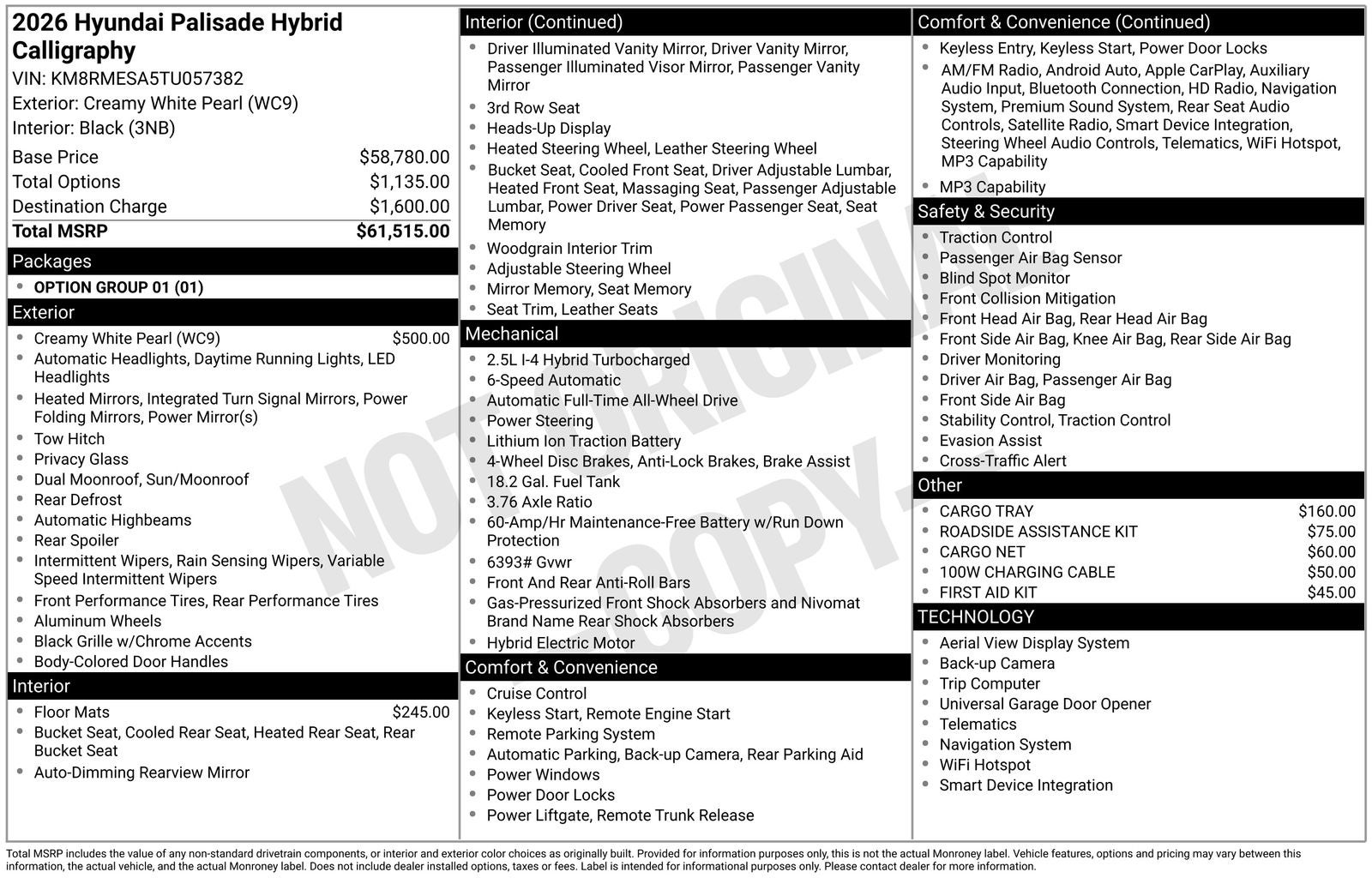 2026 Hyundai PALISADE HYBRID Calligraphy