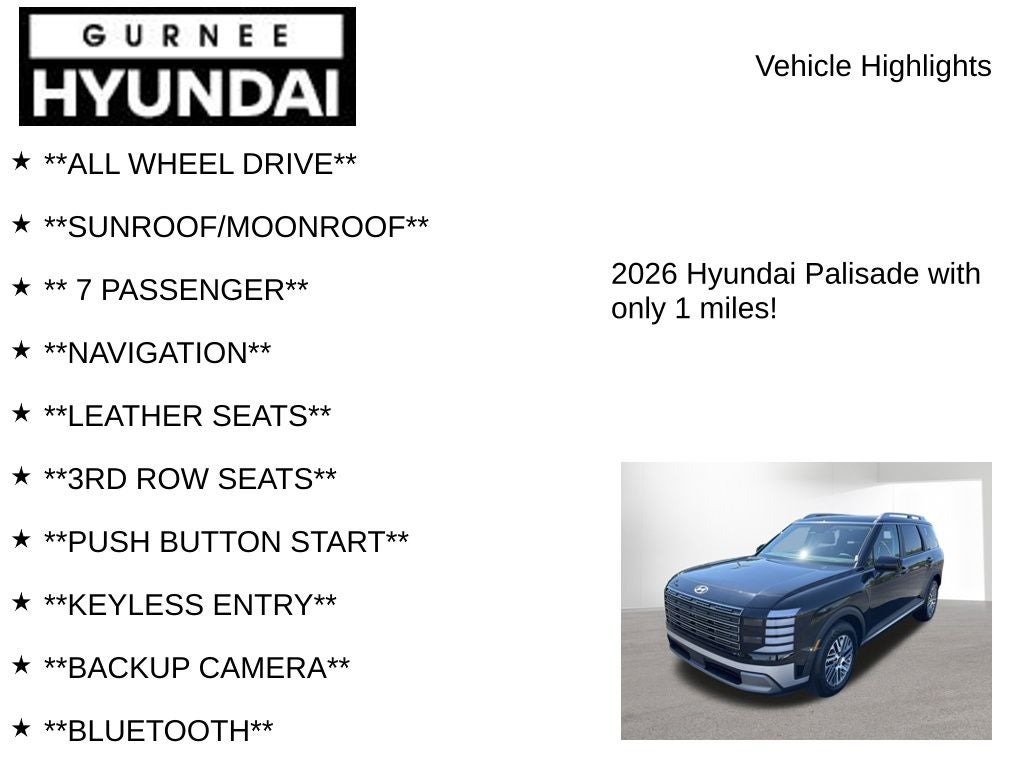 2026 Hyundai PALISADE SEL Premium 7 Passenger
