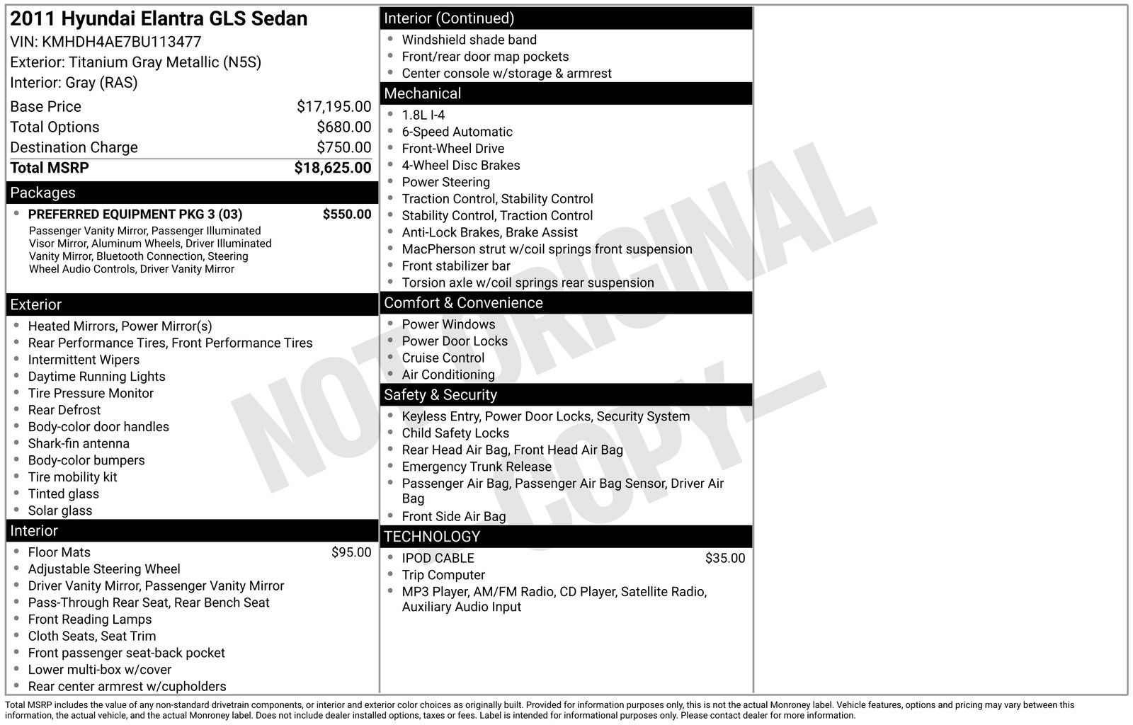 2011 Hyundai ELANTRA GLS